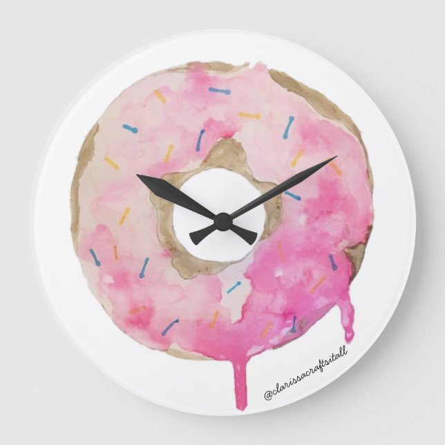 Donut Tropfen Wall Clock Art Große Wanduhr (Vorderseite)