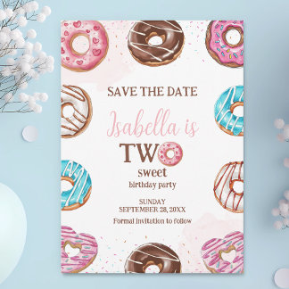 Donut Two Sweet Girl Sprinkles 2. Geburtstag Save The Date