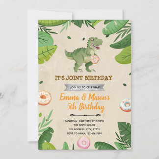 Donut und Dinosaurier Einladung zum Geburtstag