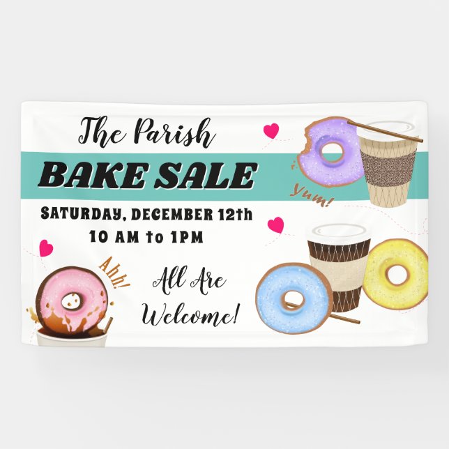 Donut und Kaffee-Kuchen Verkauf Banner (Horizontal)