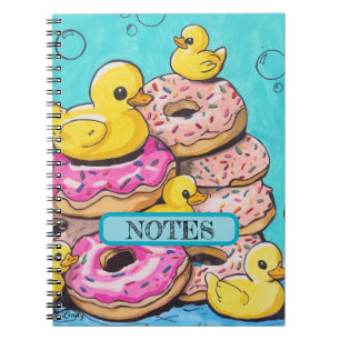 Donut und Rubber Ducks Illustrierte Spirale Notebo Notizblock