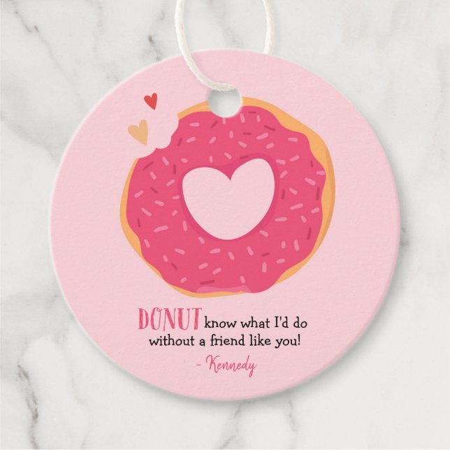 Donut Valentine Classic Round Sticker Geschenkanhänger (Vorderseite)