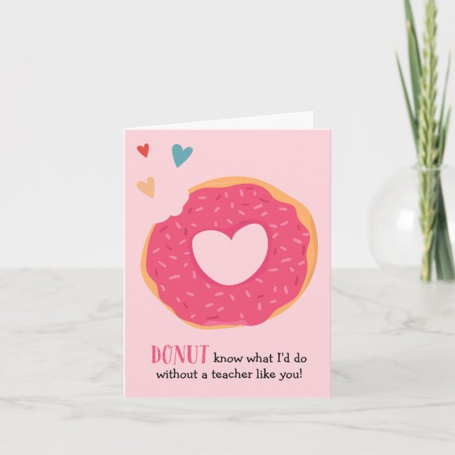 Donut Valentine Holiday Teacher Card Feiertagskarte (Vorderseite)