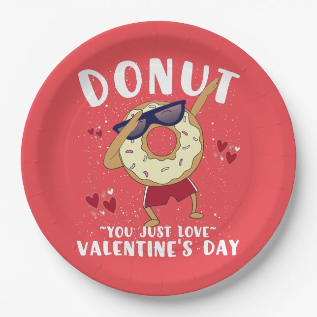 Donut Valentinstag Pappteller (Vorderseite)