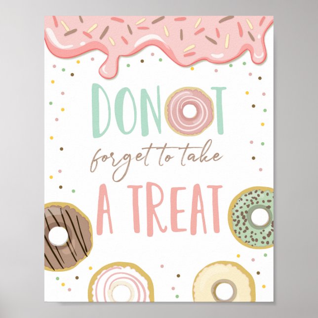 Donut Vergessen Sie die Leckerei Pink Girl Geburts Poster (Vorne)