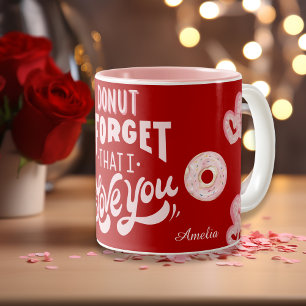 Donut Vergiss ich Liebe Sie Niedliches Rot und Ros Zweifarbige Tasse