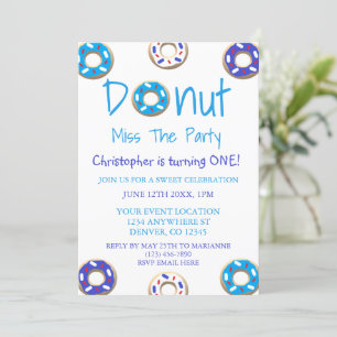 Donut verpasst das Party 1. Geburtstag Einladung
