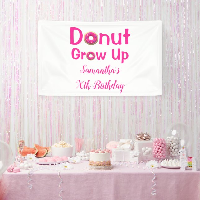 Donut wächst zum Geburtstag auf Banner (Party)