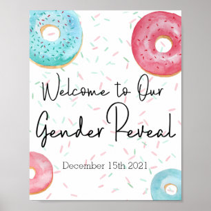 Donut Welcome Sign for Gender Reveal Party Poster