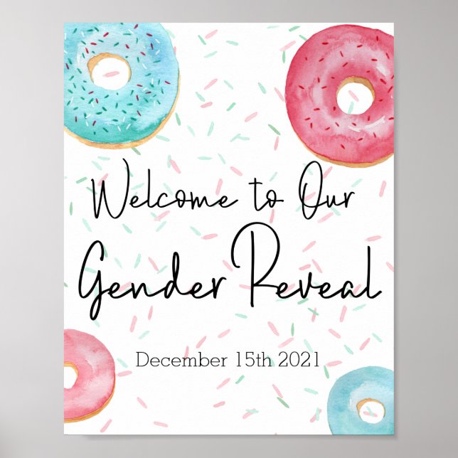 Donut Welcome Sign for Gender Reveal Party Poster (Vorne)