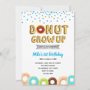 Donut werd groß Junge Party Einladung