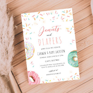 Donut Windeln Coed-Baby-Party mit Streuseln Einladung
