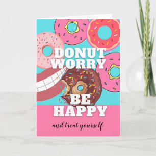 Donut Worry Be Happy farbenfrohe Doughnut und Mund Karte