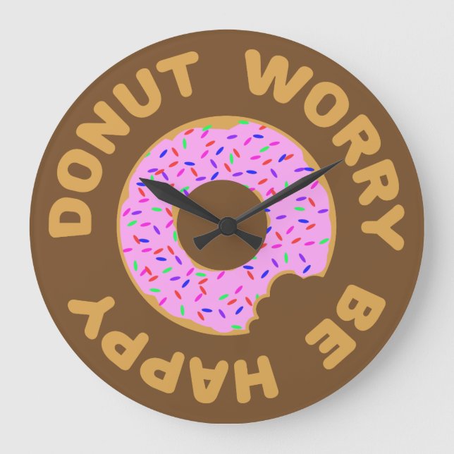 Donut Worry Be Happy Große Wanduhr (Vorderseite)