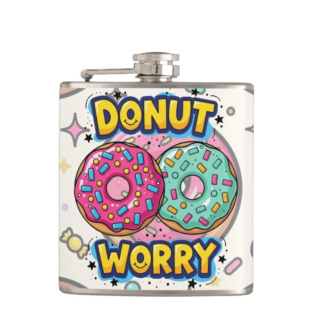 Donut Worry Flasche Flachmann (Vorderseite)