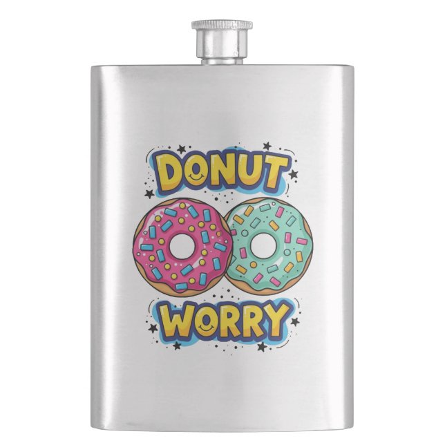 Donut Worry Flasche Flachmann (Vorderseite)