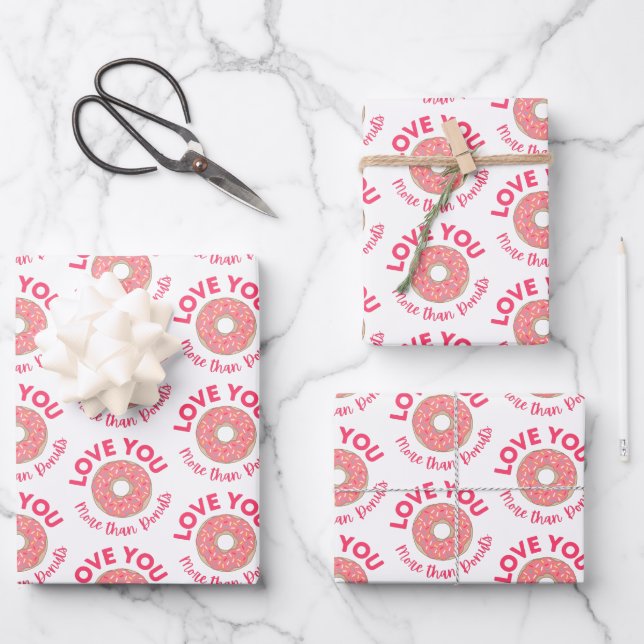 Donut Wrapping Paper Flat Sheet Set 3 Geschenkpapier Set (Vorderseite)
