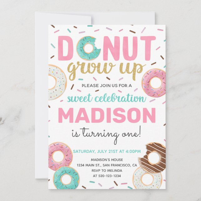 Donut wuchs am Geburtstag auf Einladung (Vorderseite)