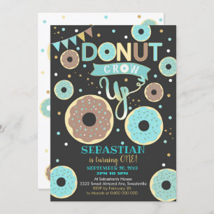 Donut wuchs auf 1. Geburtstag Einladung Boy Donut