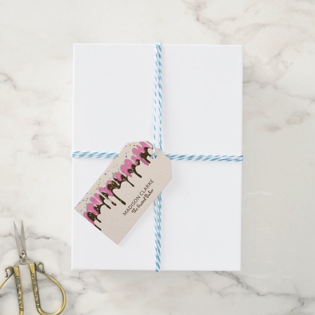 Donut Zuckerguss Sprinkles Bäckerei Geschenkanhänger (Mit Garn)