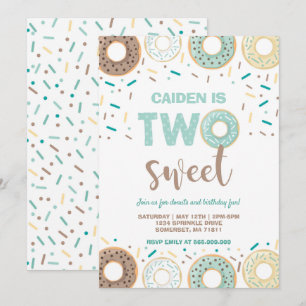 Donut zwei Süße Geburtstag Einladung Donut Party B