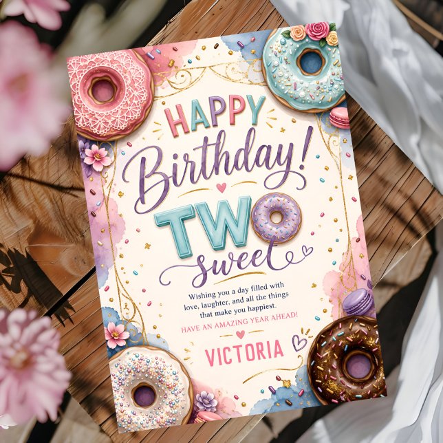 Donut Zwei Süße Geburtstag Karte (Von Creator hochgeladen)