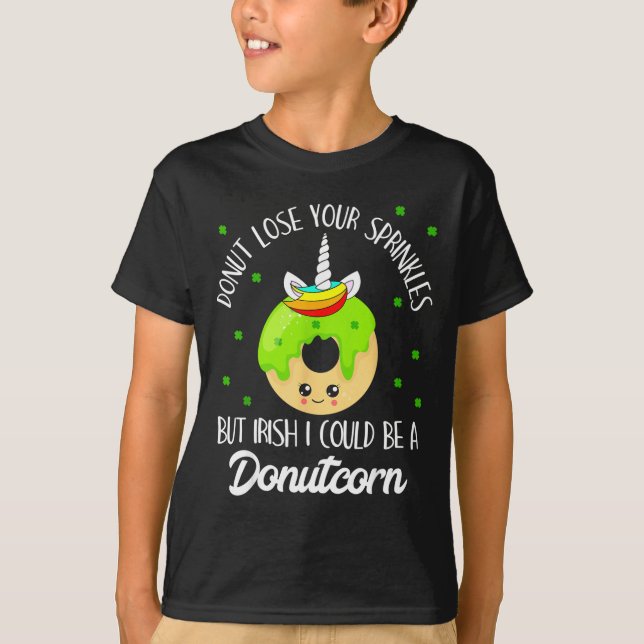 Donutcorn Funny Cute Donut Unicorn Irish St Patric T-Shirt (Vorderseite)