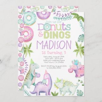Donuts and Dinos Invitation (Pink & Lavender) Einladung