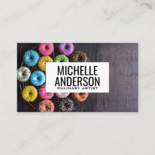 Donuts auf dem Tisch   Bäckerei Visitenkarte
