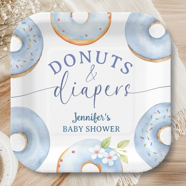 Donuts Baby Shower Junge Blau Brunch Pappteller (Von Creator hochgeladen)