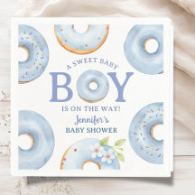 Donuts Baby Shower Junge Blau Papier Servietten
