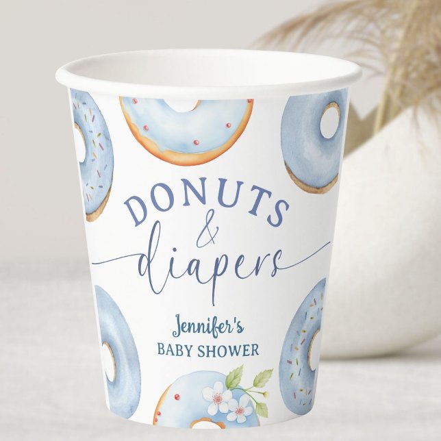 Donuts Baby Shower Junge Blaues Brunch  Pappbecher (Von Creator hochgeladen)