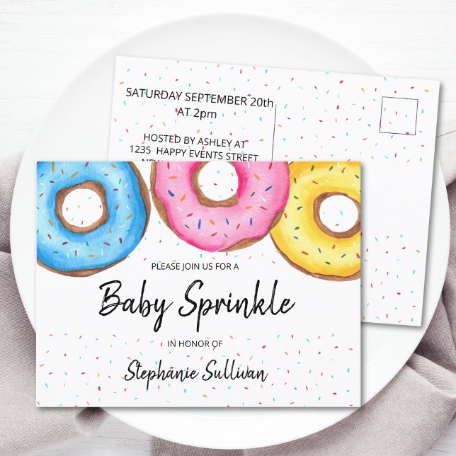 Donuts Baby Sprinkle Einladung Postkarte (Von Creator hochgeladen)