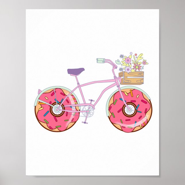Donuts Bike - Funny Bicycle with Doughnut Wheels Poster (Vorne)