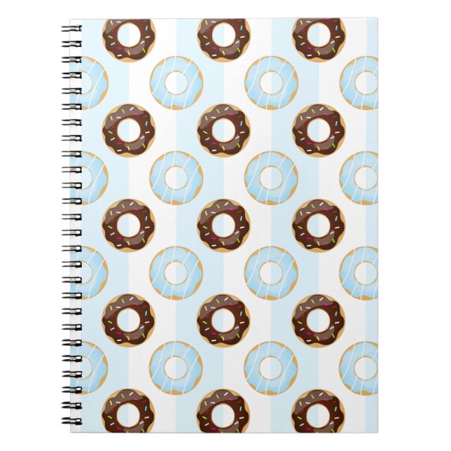 Donuts Blue Stripes-Muster-Notebook Notizblock (Vorderseite)