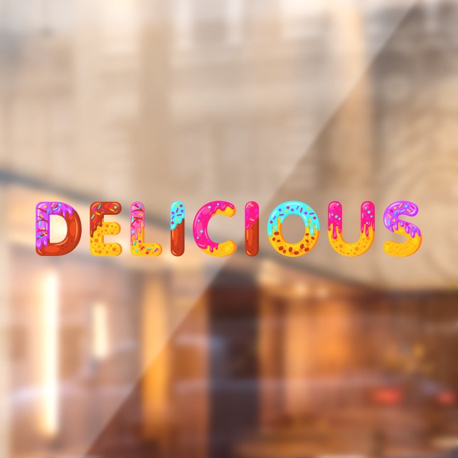 Donuts Cartoon Köstliche glänzende Sprinklen Fensteraufkleber (Blatt 2)