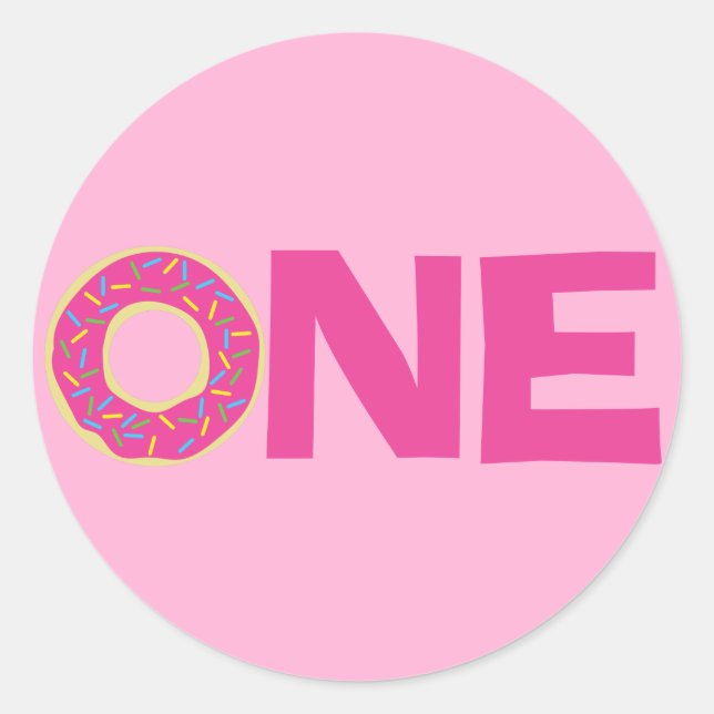 Donuts Colorful Doughnut1st Birthday Party Thema Runder Aufkleber (Vorderseite)
