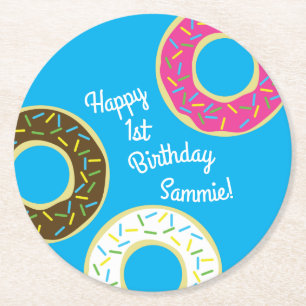 Donuts Colorful Doughnut1st Birthday Party Thema Runder Pappuntersetzer