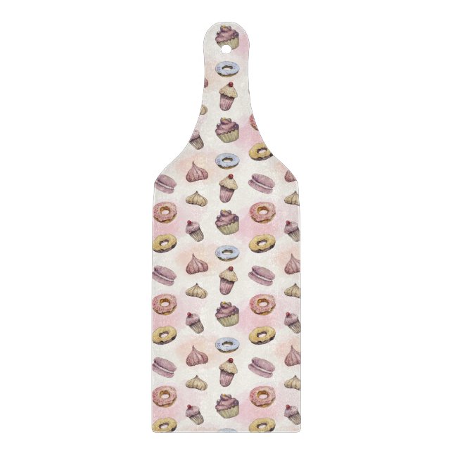 Donuts Cupcakes Niedlich Trendland Woodland Wasser Schneidebrett (Vorderseite)