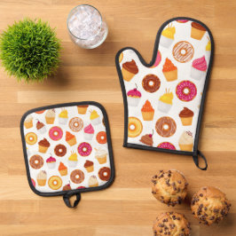 Donuts & Cupcakes Ofenhandschuh & Topflappen-Set
