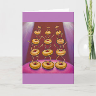 Donuts Dancing Whimsical Doughnut Zeichen Karte