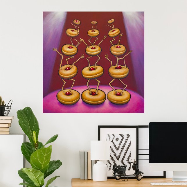 Donuts Dancing Whimsical Doughnut Zeichen Poster (Von Creator hochgeladen)