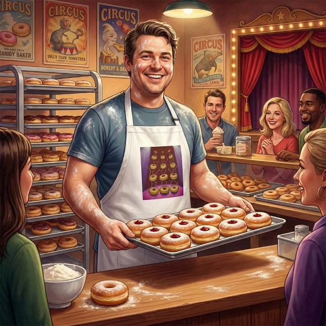 Donuts Dancing Whimsical Doughnut Zeichen Schürze (Von Creator hochgeladen)