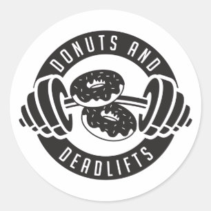 Donuts & Deadlifts T - Shirt Runder Aufkleber