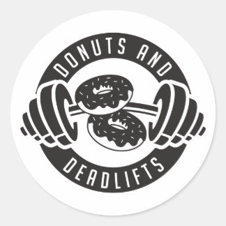 Donuts & Deadlifts T - Shirt Runder Aufkleber