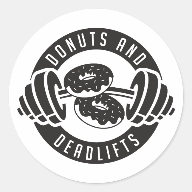 Donuts & Deadlifts T - Shirt Runder Aufkleber (Vorderseite)