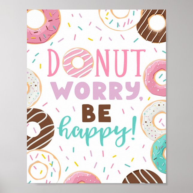 Donuts Decke Donut Worry Be Happy Poster-Zeichen Poster (Vorne)
