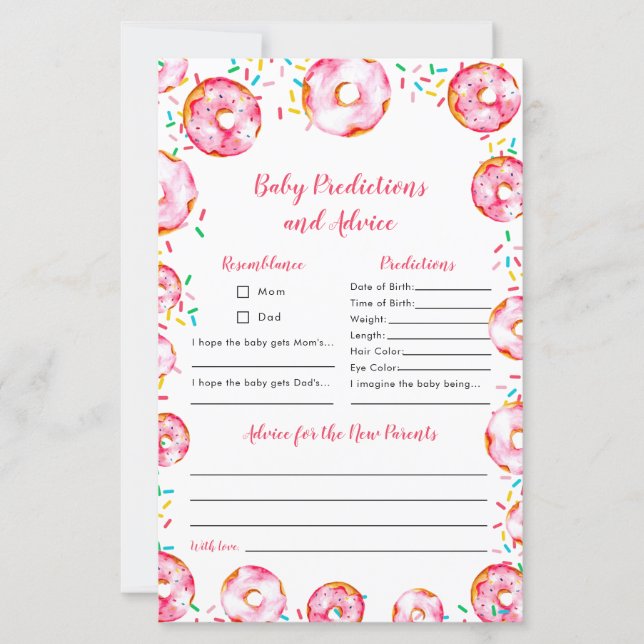 Donuts Diapers Baby Predictions Advice Game (Vorderseite)