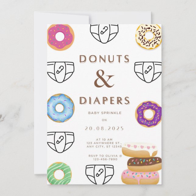 Donuts & Diapers Baby Show Einladung (Vorderseite)