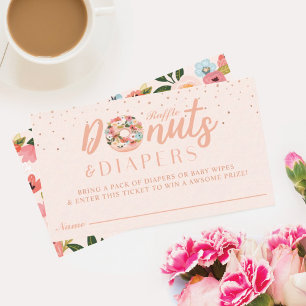 Donuts & Diapers Raffle Card Babydusche Umschließu Visitenkarte